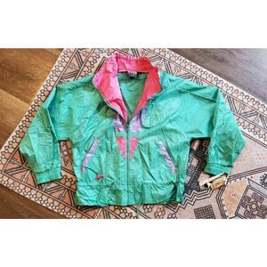 Vintage Elco Kids Neon Green Pink Purple Jacket NWT Size 14